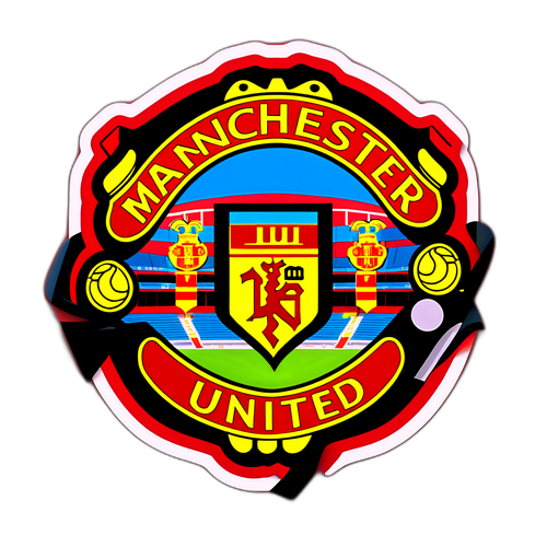 Stiker Manchester United dengan Simbol dan Suasana Stadion