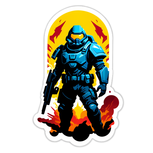 Helldivers 2 Action-Packed Soldier Sticker