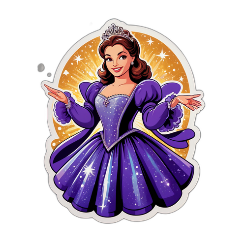 Sticker van een prinses in een glinsterende jurk