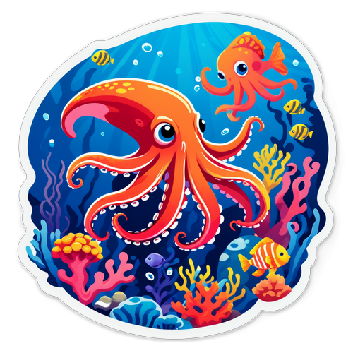Whimsical Underwater Scene with Octopus and Fish