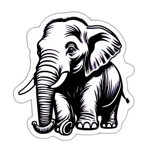 Stiker Gajah yang Menggemaskan