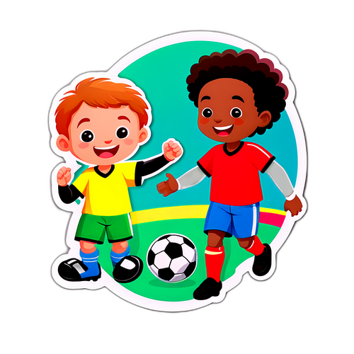 어린이 축구 캠프 테마의 재미있는 맞춤 스티커