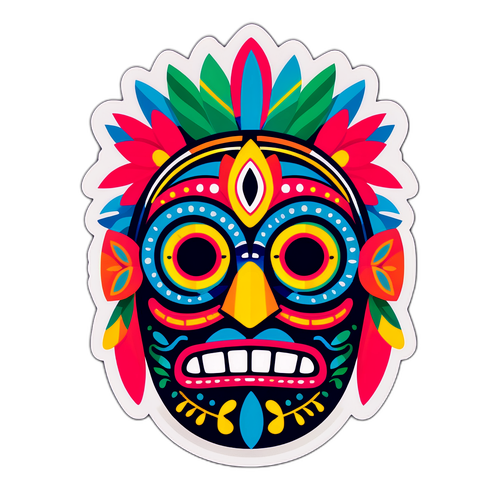 Stiker Budaya Guarani yang Berwarna-warni