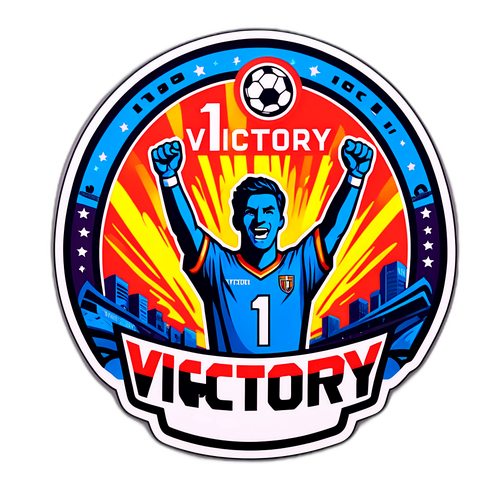 Наклейка с креативным слоганом '1 победа'