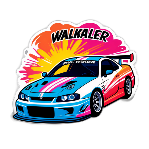 Adesivo em tributo a Paul Walker com carro estilizado
