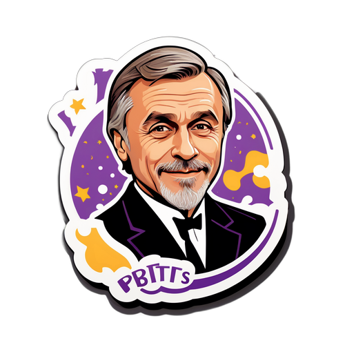 Humorvolle Cartoon-Sticker von Christoph Waltz in ikonischen Filmrollen