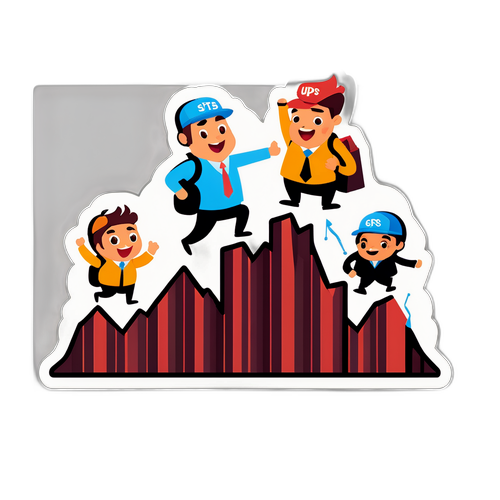 An Artistic Sticker Illustrating Stock Trading Ups and Downs