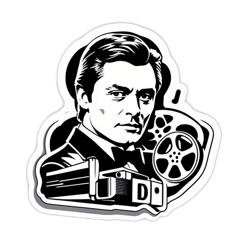 Stylowy sticker Alain Delon z filmową taśmą