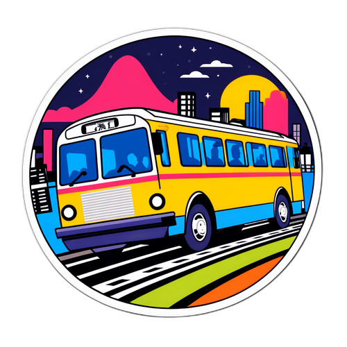 楽しい通勤シーンのユニークなステッカー