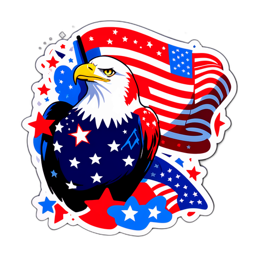 Patriotic Bald Eagle Sticker