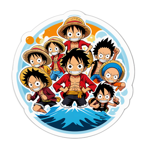 Autocollant inspiré par One Piece avec Luffy et son équipage