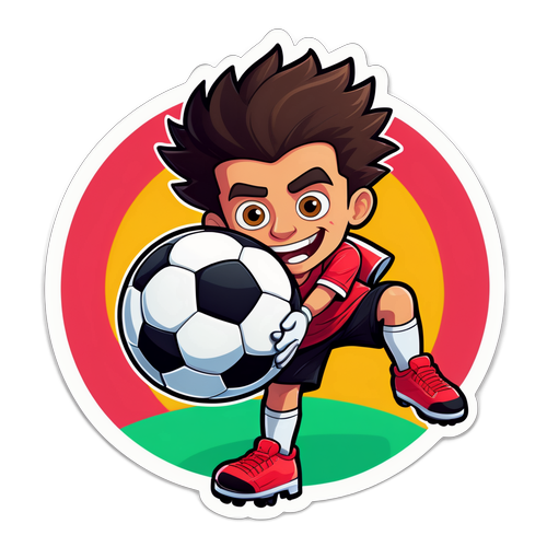 Karakter Kartun Mastantuono dengan Bola Sepak
