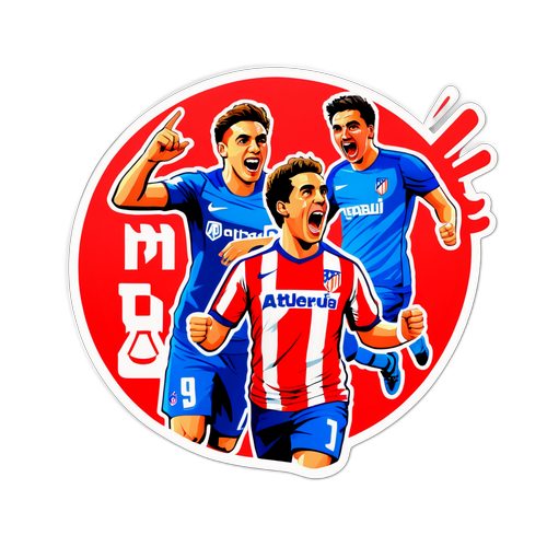 Sticker van een opwindend moment in de wedstrijd Atlético Madrid tegen Espanyol
