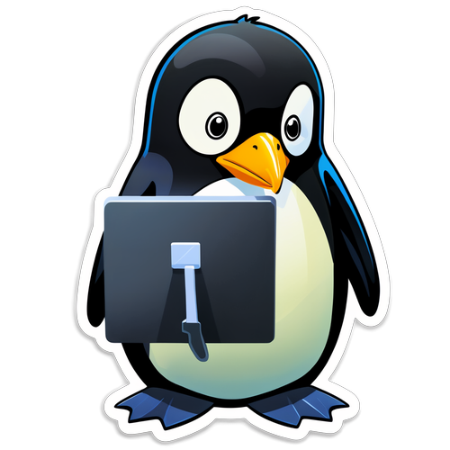 Penguin Using a Desktop Computer