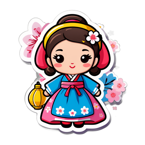 Cartone animato di un hanbok tradizionale