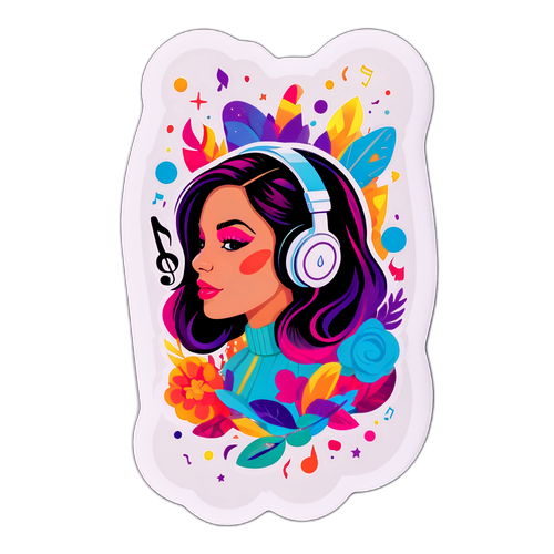 מדבקת כיסוי אלבום צבעונית בהשראת המוזיקה של אמילי דאמרי