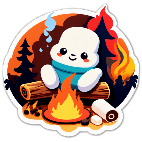 Cozy Campfire Scene with Marshmallows