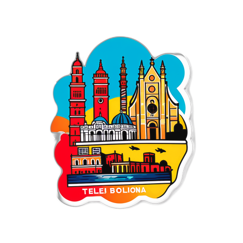 Tel Avivi és Bolognai Látnivalókat Ábrázoló Matrica