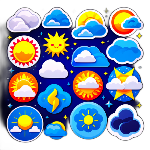 다양한 날씨 심벌이 조화롭게 디자인된 스티커