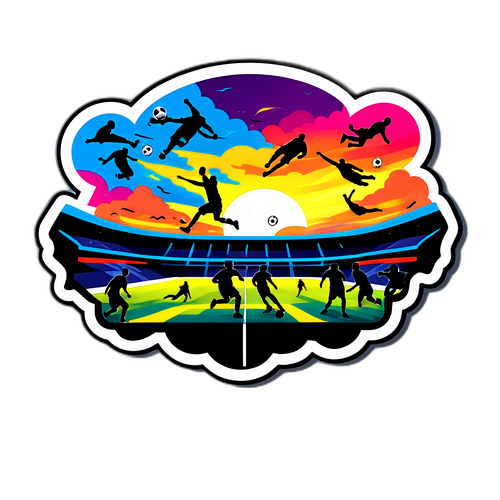 Cieux colorés au-dessus d'un terrain de football