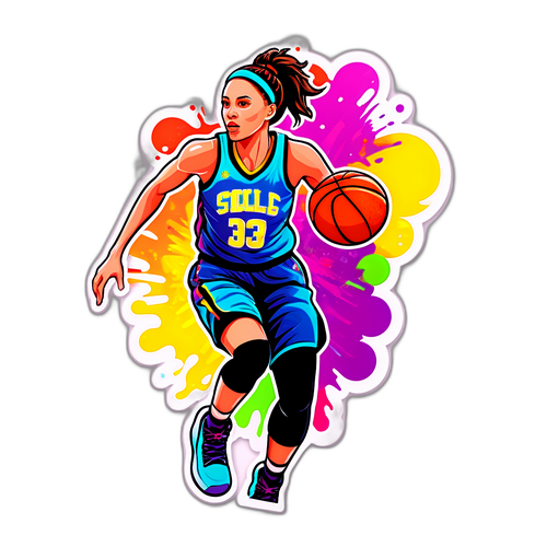 Dynamic Basketball Action with Colorful Splash