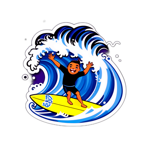 Masayang Karakter na Nagtasag sa Alon ng Typhoon