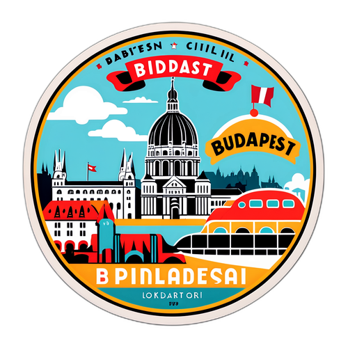 Retro Postkort-inspirert klistremerke av Budapest