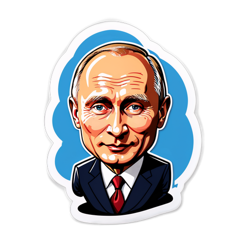 Kreativní nálepka s karikaturou Vladimira Putina