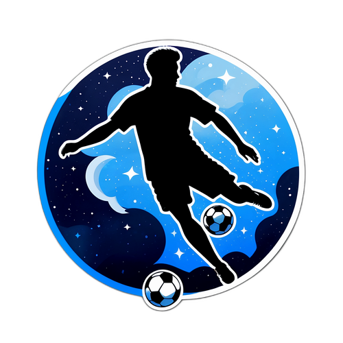 Elegancka naklejka z tłem nocnego nieba i sylwetką piłkarza