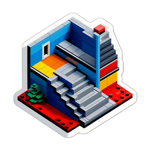 乐高风格的模块化建筑组件贴纸