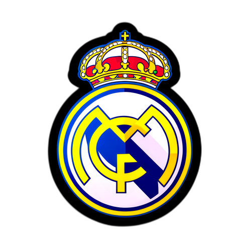 Stylischer Aufkleber des Real Madrid Logos in Gold
