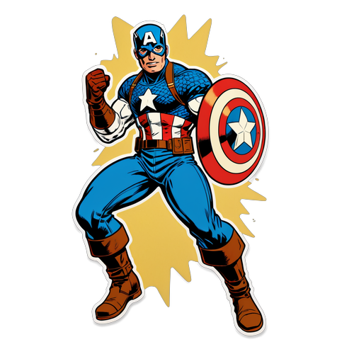 Vintage Comic-style Sticker ng Captain America