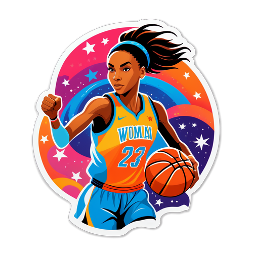 Malikhain na Sticker ng Babaeng Manlalaro ng Basketball