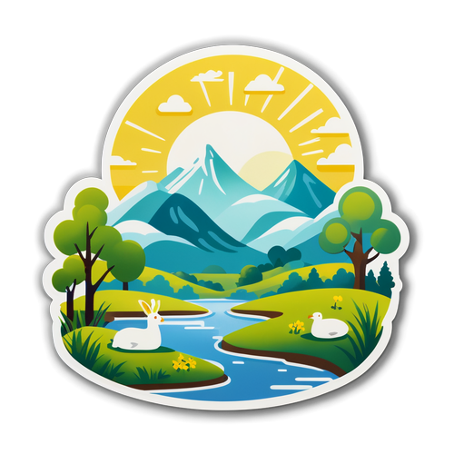 Stiker Menenangkan dengan Imaji Pastoral
