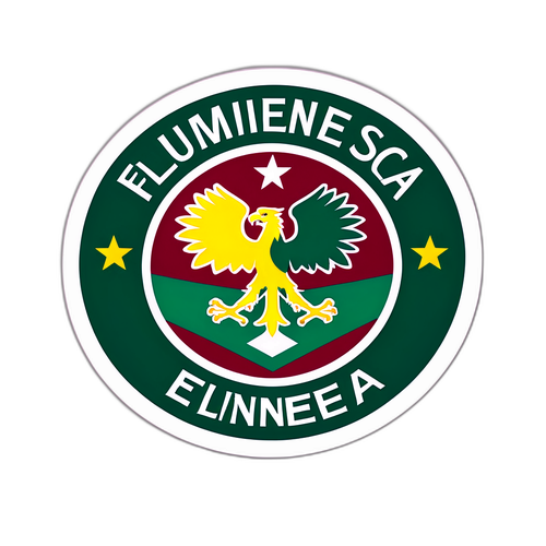 Színes matrica a Fluminense logójával és a Chelsea csapatának színeivel