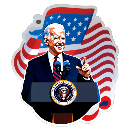 Unleash the Spirit of America: Biden's Inspiring Speech Captured in a Stunning Sticker!