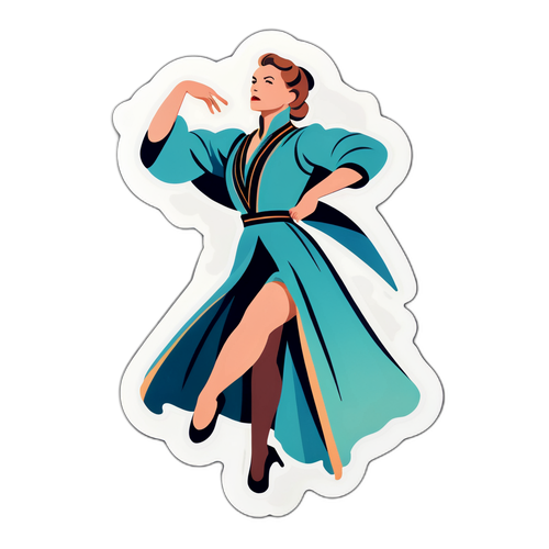 Stilvolles minimalistisches Sticker von Jeanette Hain in dramatischer Theaterpose