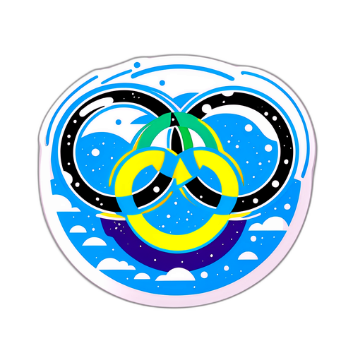 Abstracte Weergave van de Olympische Ringen in een Sneeuwstorm