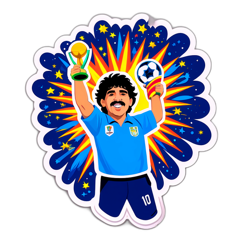 Adesivo Maradona e Conquistas Esportivas