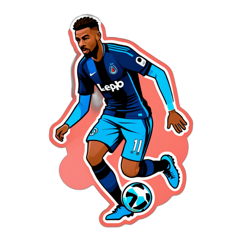 Hình ảnh cầu thủ Ligue 1 rê bóng với đường nét hiện đại