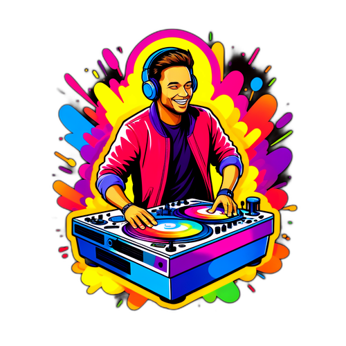 Vibrant DJ Jacobs Sticker Design