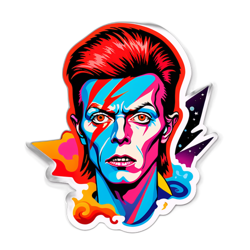 Abstract klistremerke design inspirert av David Bowies Aladdin Sane albumomslag