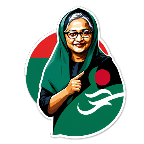 Memperingati Kepimpinan Wanita: Stiker Inspirasi Sheikh Hasina dengan Bendera Bangladesh!