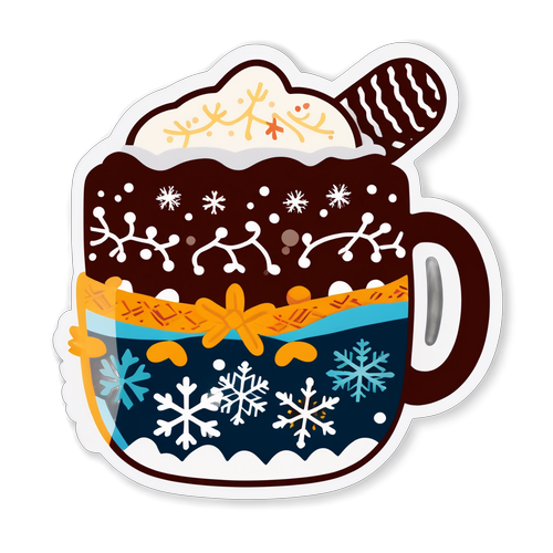 Cozy Winter Mug with Hot Cocoa Sticker