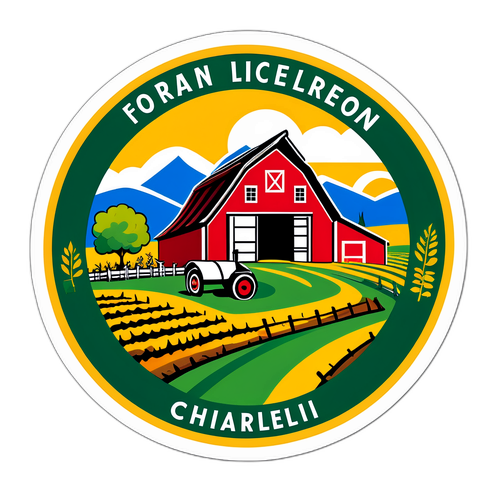 Sticker van een mooie boerderij uit Charleroi met een ecologisch thema