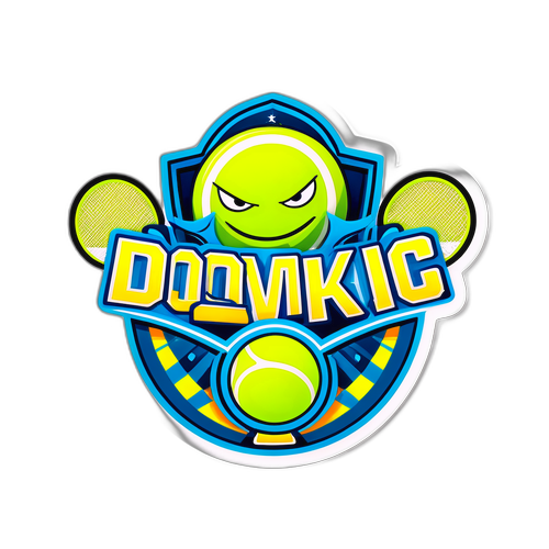 Autocollant du mot 'Doomkic' stylisé avec balles de tennis