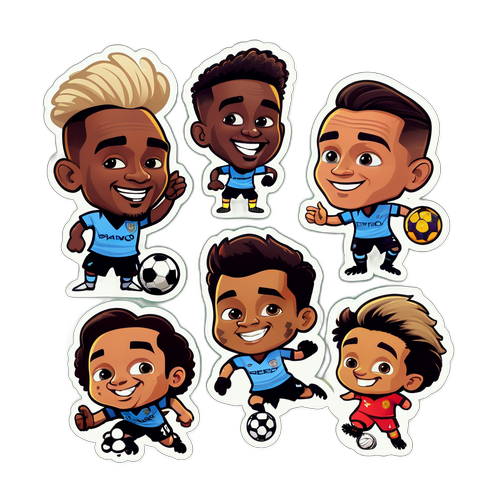 Stiker Lucu Liga Premier dengan Karikatur Maskot Tim