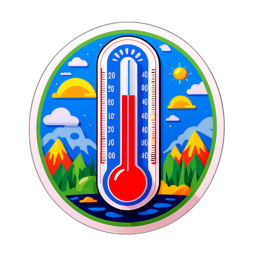 温暖化の指標、ユーモラスな温度計ステッカー