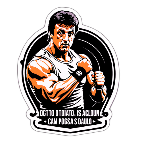 Sylvester Stallone ikonisessa asennossa