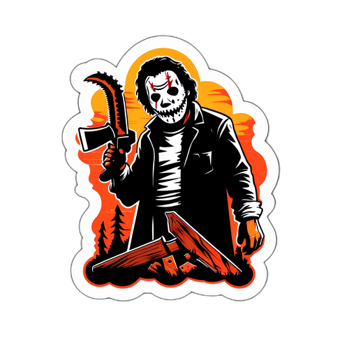 Horror-temat klistermärke inspirerat av Texas Chainsaw Massacre